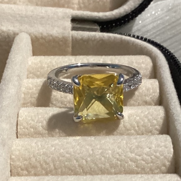 Gorgeous Canary yellow  CZ Diamond Solitaire diamond  ring - Picture 14 of 17